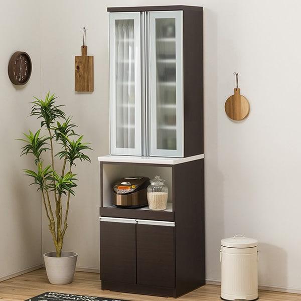 ニトリ 幅60cm 食器棚(レジューム 60AG-H DBR/60TH DBR) : ニトリ