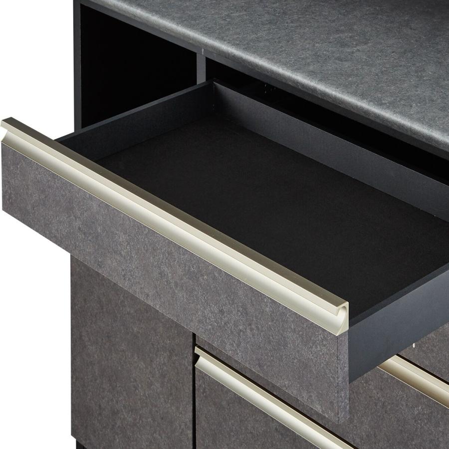 ニトリ/NITORI キッチンボード (ラピス2BK140 ブラック) 幅140 食器棚