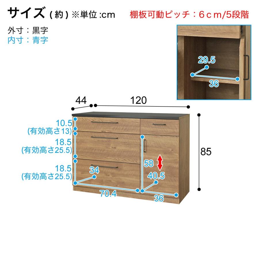 ニトリ（NITORI） 特殊鋼板天板 ヴィンテージ風カウンター (引き出し +