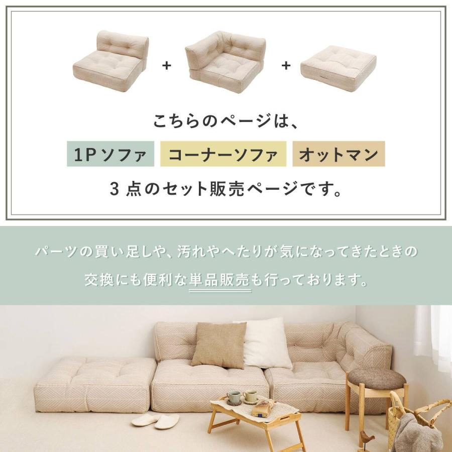 ニトリ（NITORI） 連結できるフロアソファ 3点セット 布張りタイプ (GY