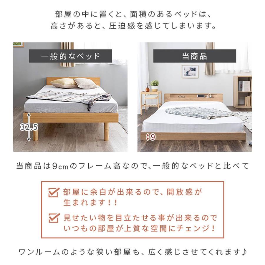 ニトリ（NITORI） セミダブル 棚・照明・コンセント付きフロアベッド
