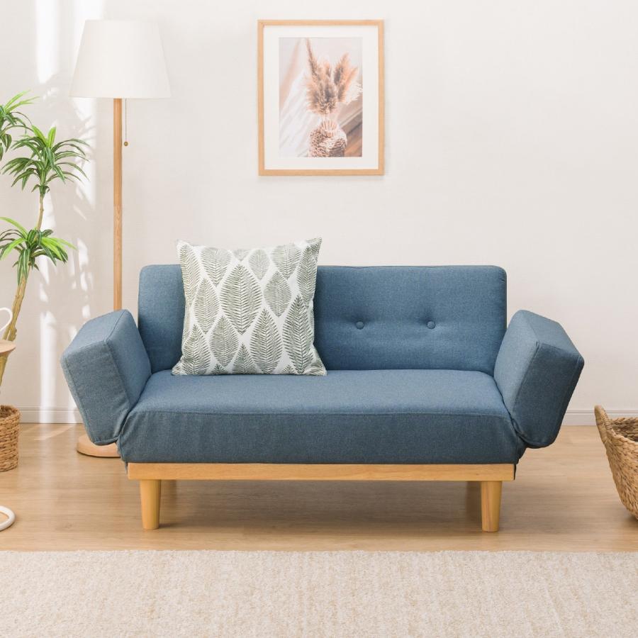 ファブリックソファベッド（MKD837 BL) 2人掛け ソファ 布 ニトリ 