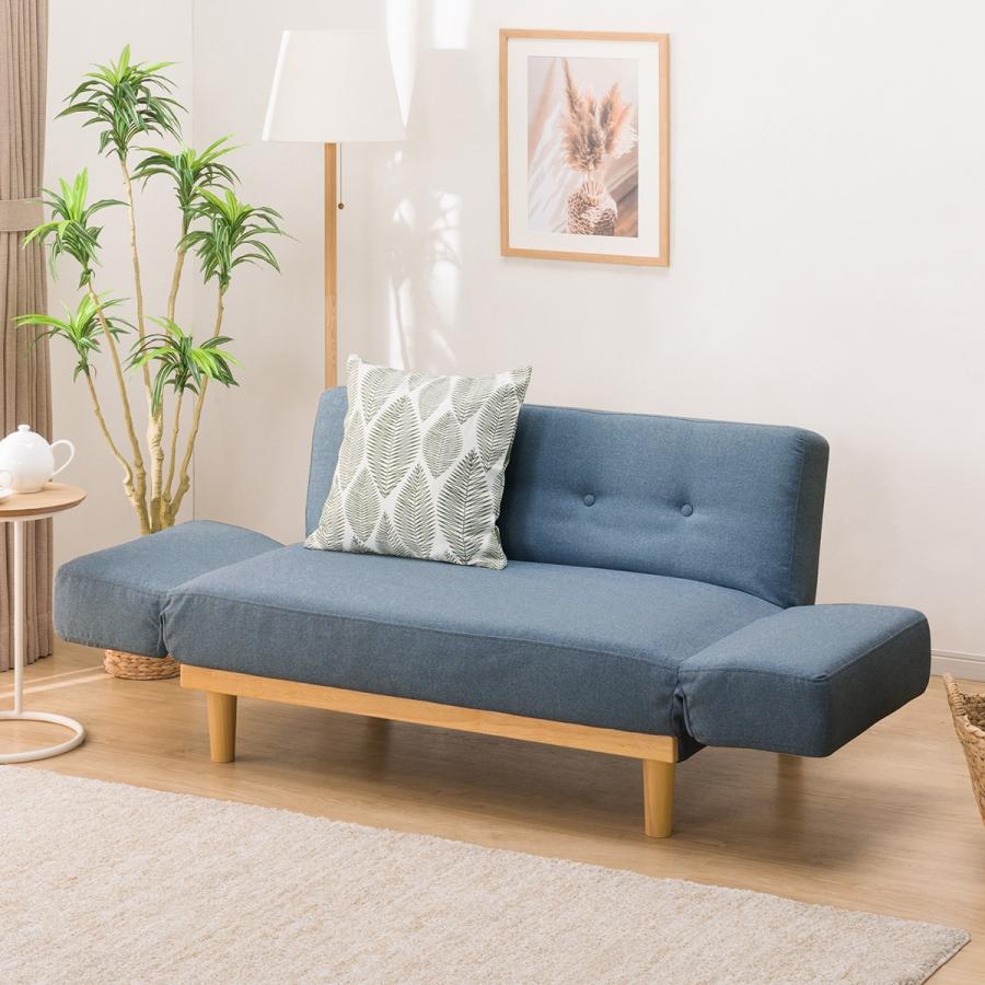 ファブリックソファベッド（MKD837 BL) 2人掛け ソファ 布 ニトリ 