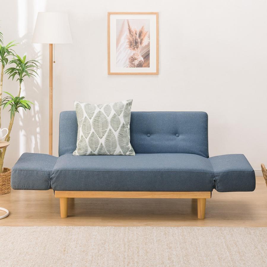 ファブリックソファベッド（MKD837 BL) 2人掛け ソファ 布 ニトリ 