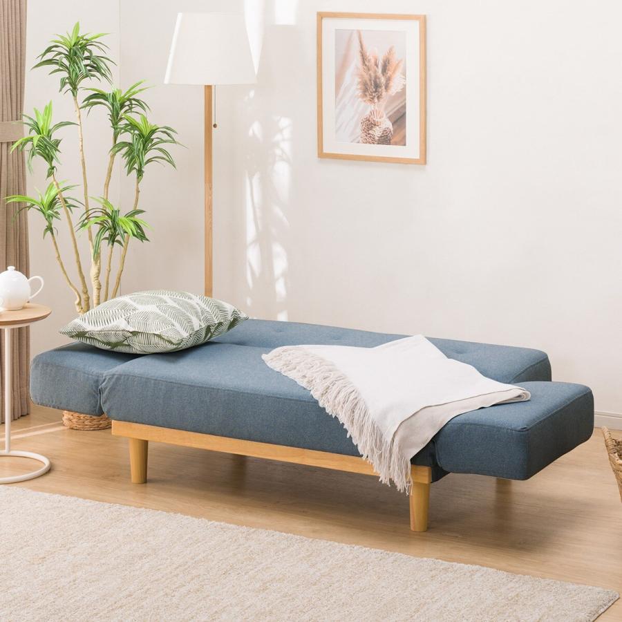 ファブリックソファベッド（MKD837 BL) 2人掛け ソファ 布 ニトリ 