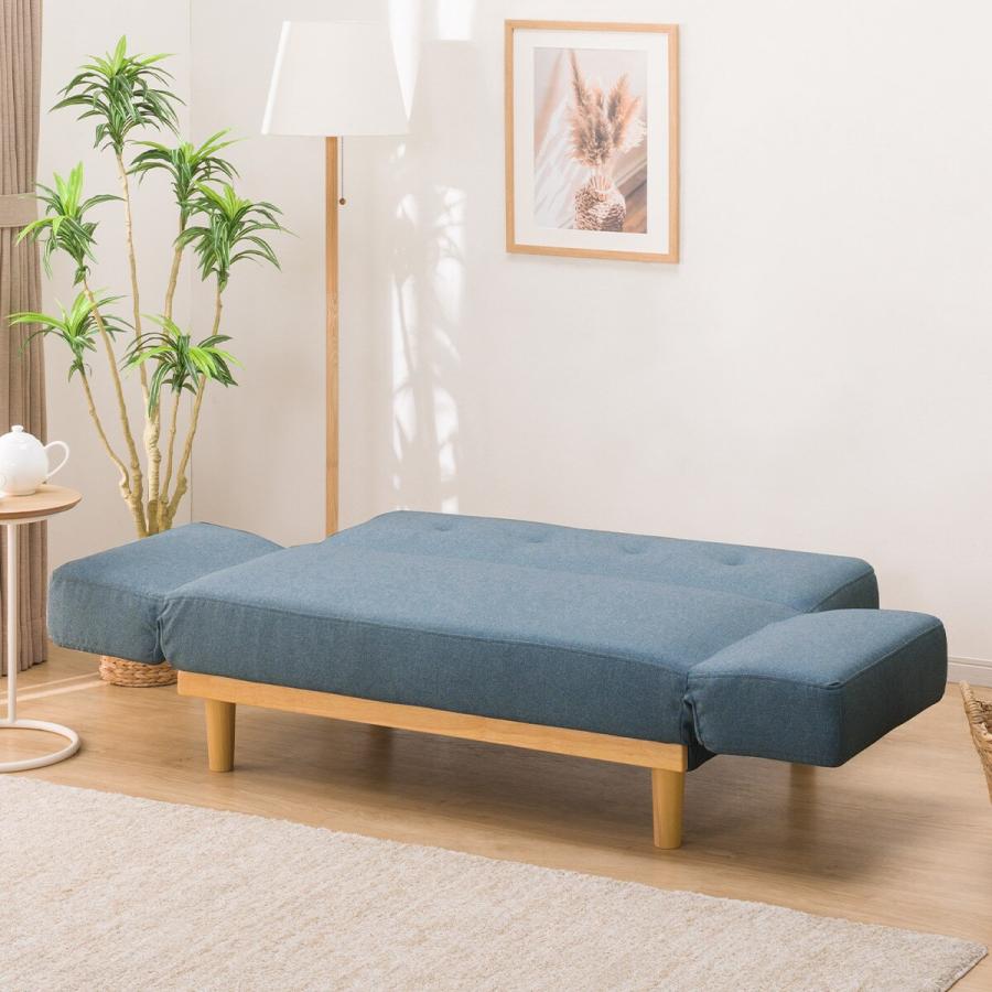 ファブリックソファベッド（MKD837 BL) 2人掛け ソファ 布 ニトリ 