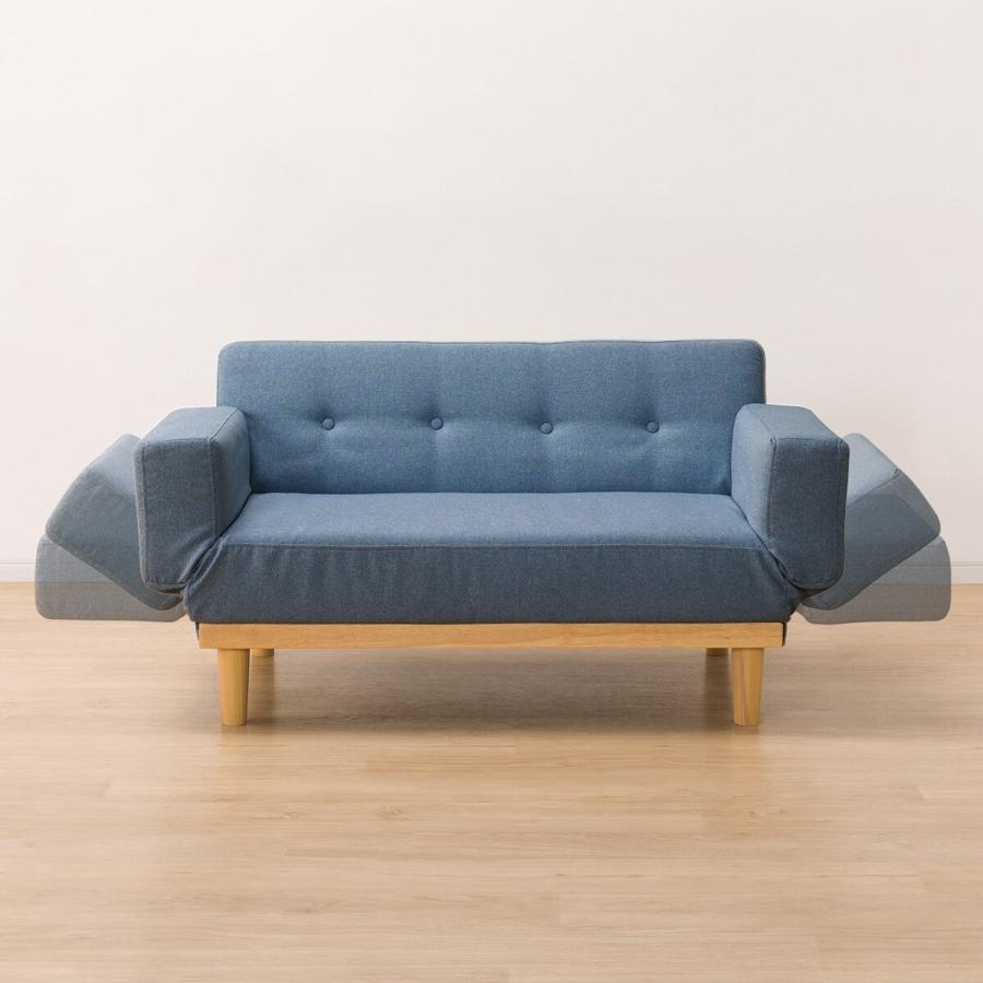 ファブリックソファベッド（MKD837 BL) 2人掛け ソファ 布 ニトリ 