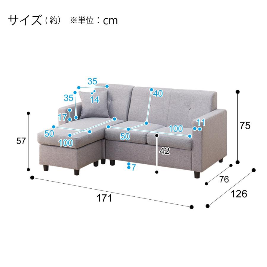 コンパクトポケットコイルカウチソファ(GY) 3人掛けソファ 布 ニトリ｜nitori-net｜19