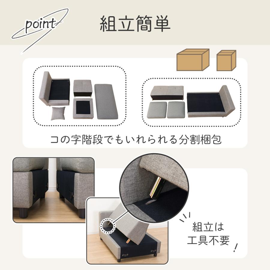 ニトリ（NITORI） コンパクトポケットコイルカウチソファ(GY) 3人掛け