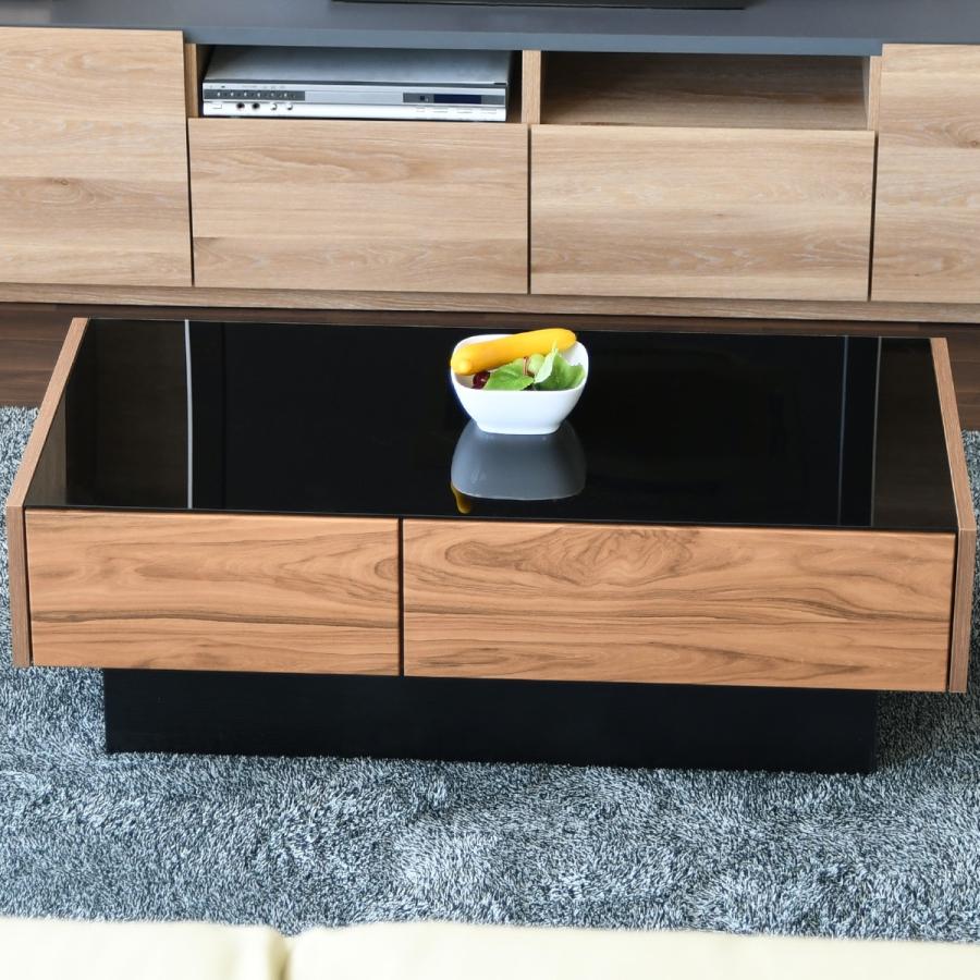 ニトリ ガラス天板センターテーブル 引出し付き (ウォルナット柄 ニトリ ガラス天板センターテーブル 引出し付き (ウォルナット柄