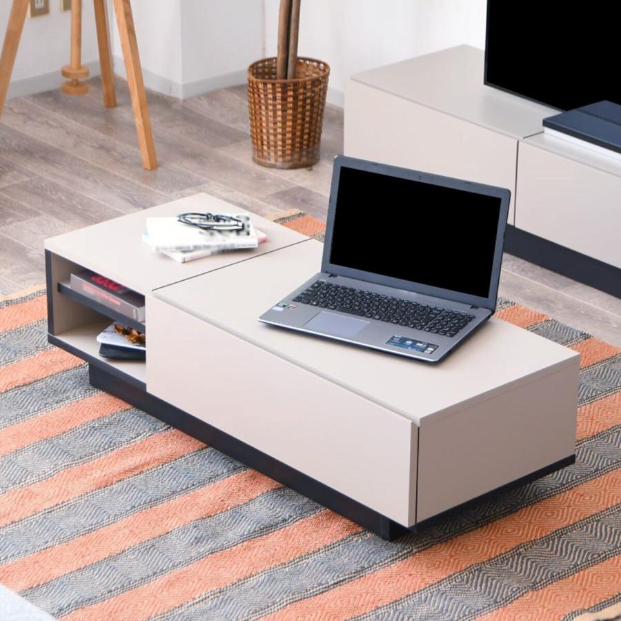 ニトリ（NITORI） グレージュカラーの引き出し付きセンターテーブル(幅