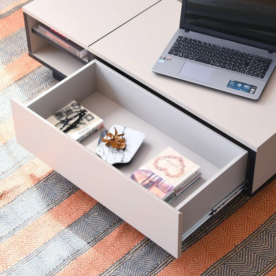 ニトリ（NITORI） グレージュカラーの引き出し付きセンターテーブル(幅