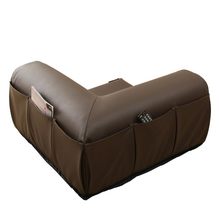 コーナー3点セット　DBR/WH ニトリ ポケット付きロータイプコーナーソファ3点セット 3人掛け