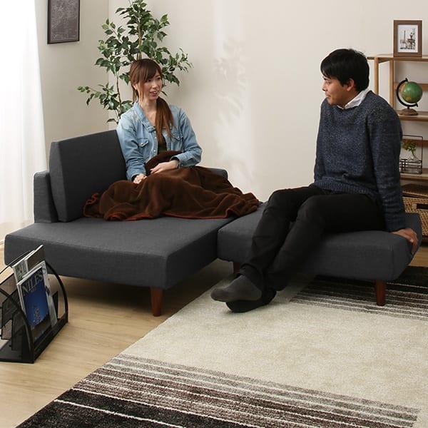 【ニトリ】カウチソファ ニトリ（NITORI） コンパクト片肘カウチソファ スツール付き 布張り
