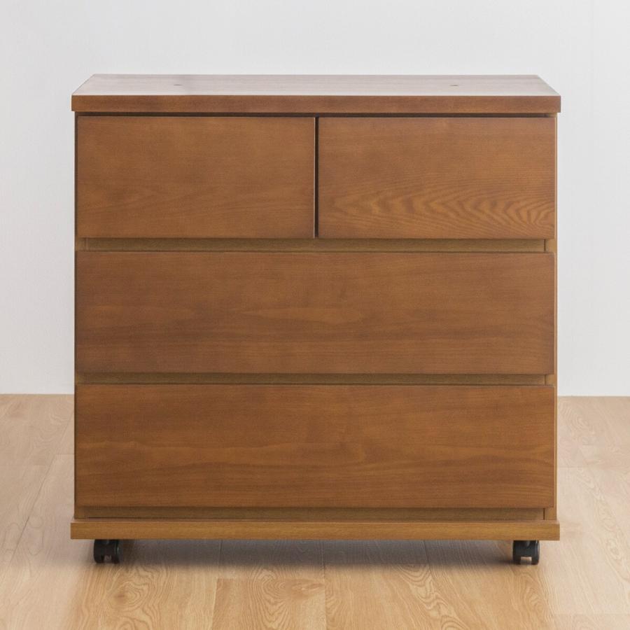ニトリ（NITORI） 天然木突板 キャスター付きチェスト (幅70cm BOR BR