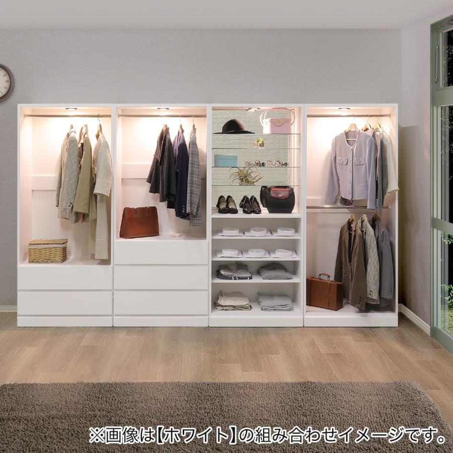 ニトリ（NITORI） 照明付きワードローブ ガラス棚付き（幅77.5cm DBR