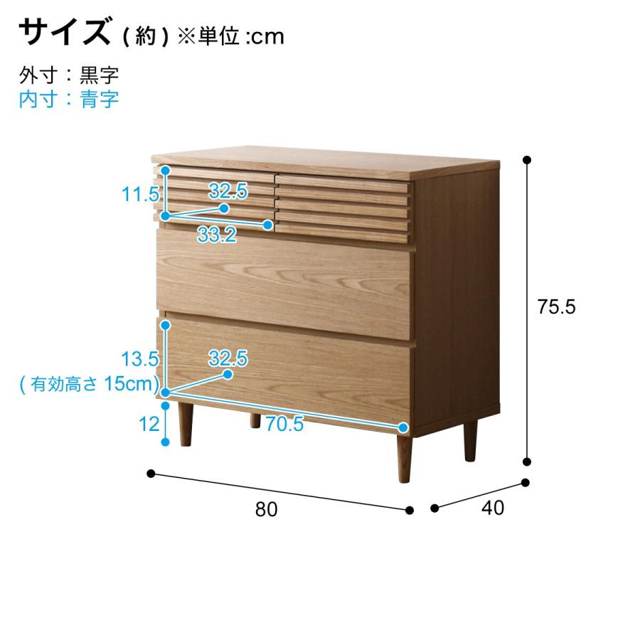 ニトリ（NITORI） 天然木工芸突板ローチェスト (幅80cm) : ニトリ