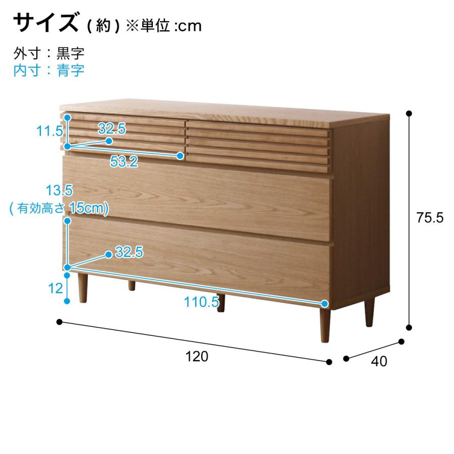 ニトリ（NITORI） 天然木工芸突板ローチェスト (幅120cm) : ニトリ