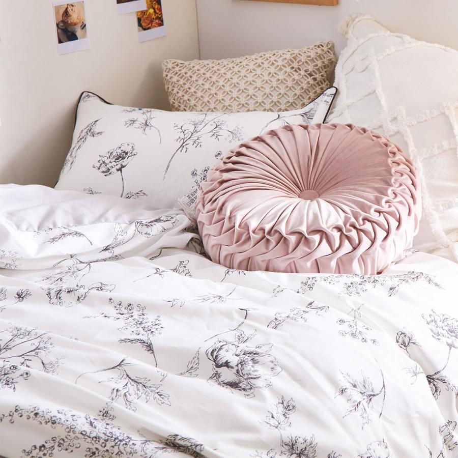 ニトリ（NITORI） 掛け布団カバー セミダブル(BW花ラインアート柄 SD