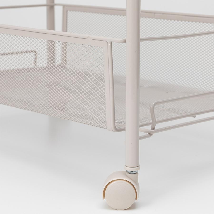 ニトリ　リビング　キッチンワゴン ホワイト　収納付き キッチン収納】スチールワゴントロリレギュラー 小物入れ2点