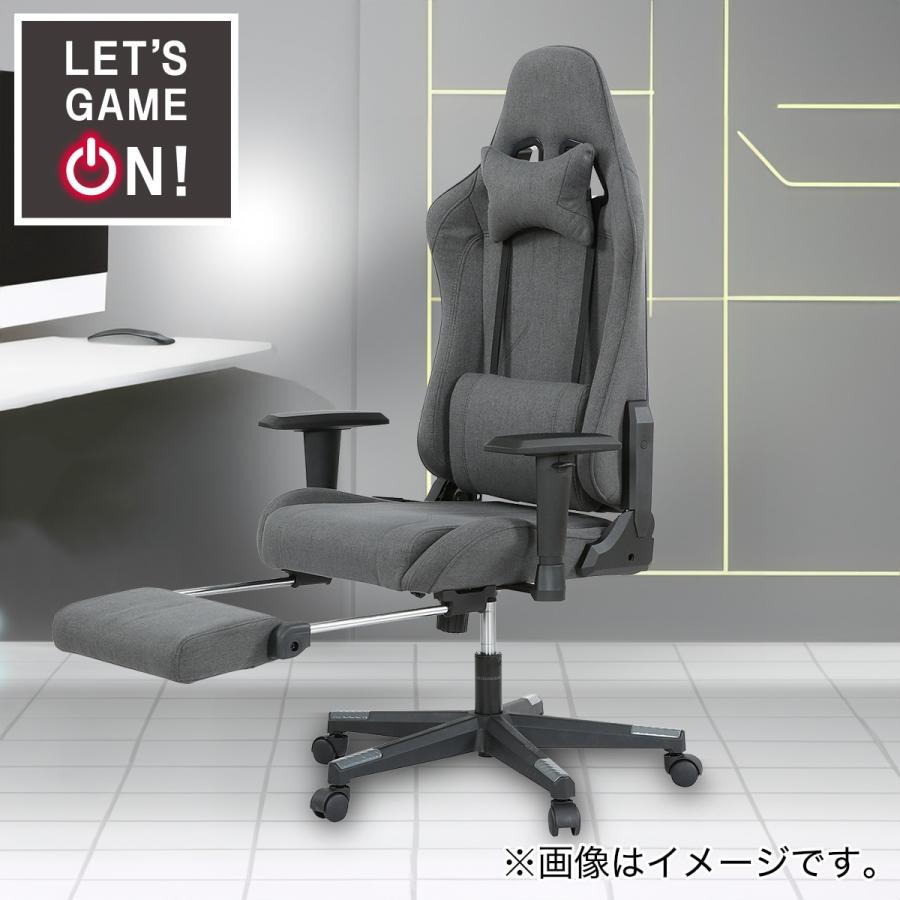 ゲーミングチェア(GM708 フットレスト付き DGY) オフィスチェア デスク 