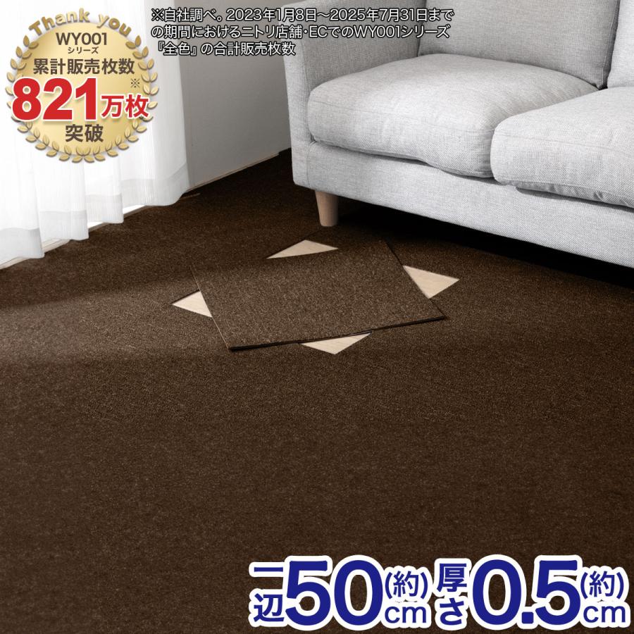 ニトリ（NITORI） 3帖 洗えるタイルカーペット 24枚セット (WY001 DBR