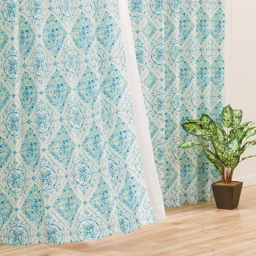 遮光2級カーテン タイル ターコイズブルー 100x178x2 ニトリ 玄関先迄納品 ニトリ Yahoo 店 通販 Yahoo ショッピング