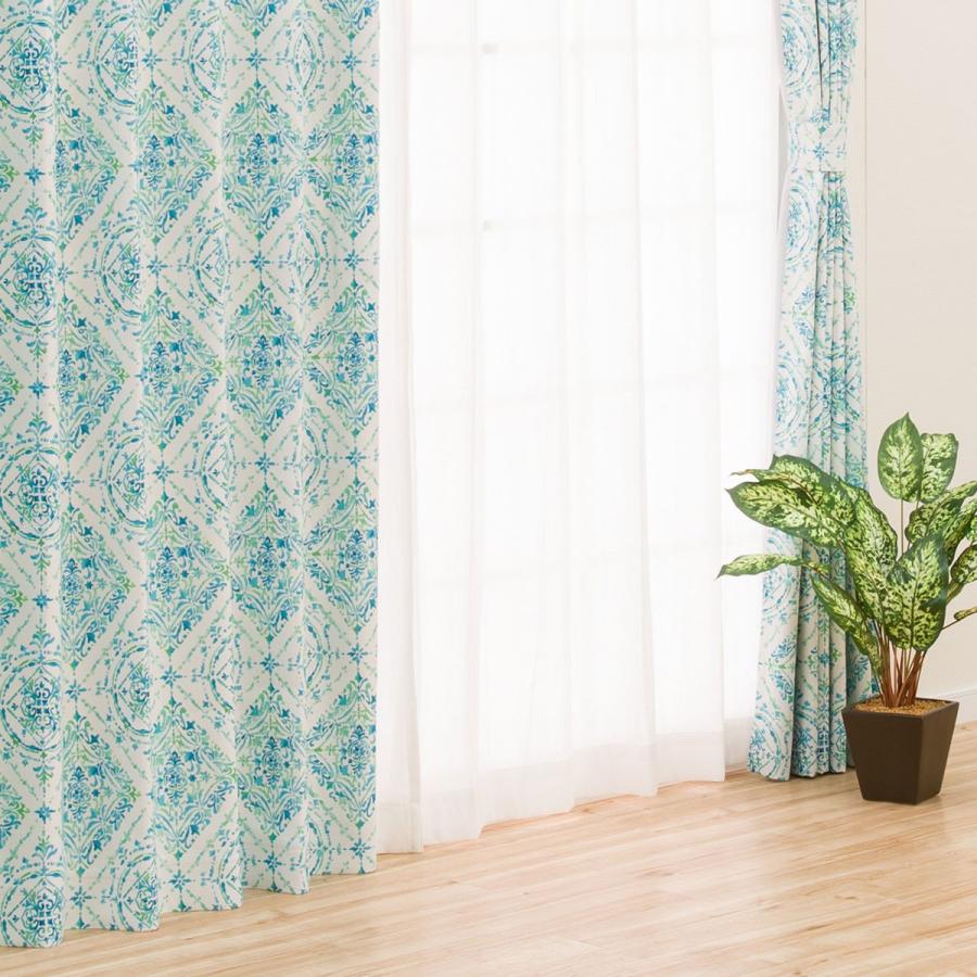 1枚入り 遮光2級カーテン タイル ターコイズブルー 100x178x1 ニトリ 玄関先迄納品 ニトリ Yahoo 店 通販 Yahoo ショッピング