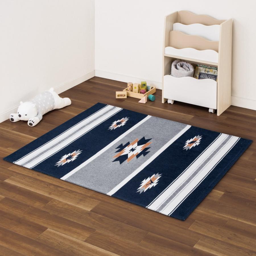 【110×50cm】ヴィンテージ カーペット ラグ ヴィンテージラグマット（1.5畳：グレー/ブルー）ミックスカラー