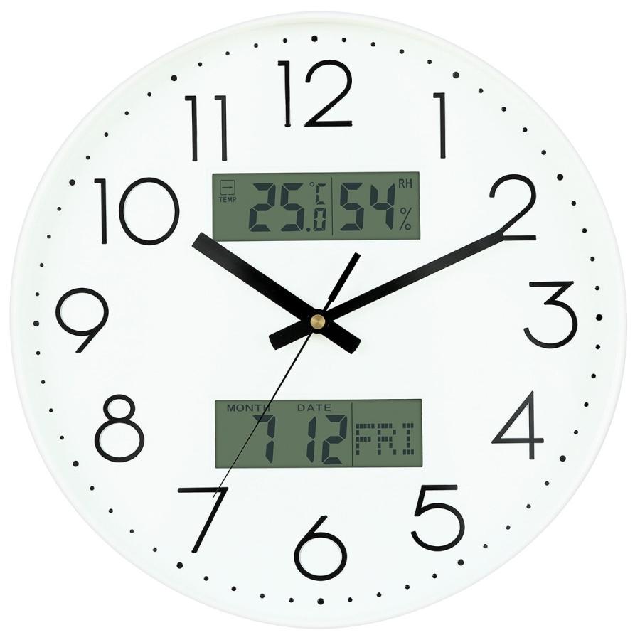 ニトリ 電波 夜間停止秒針 日付・曜日・温湿度デジタル表示 掛け時計