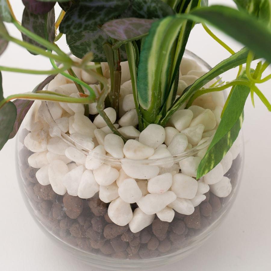 再販ガラスポット フェイクグリーン寄せ植え風アレンジ