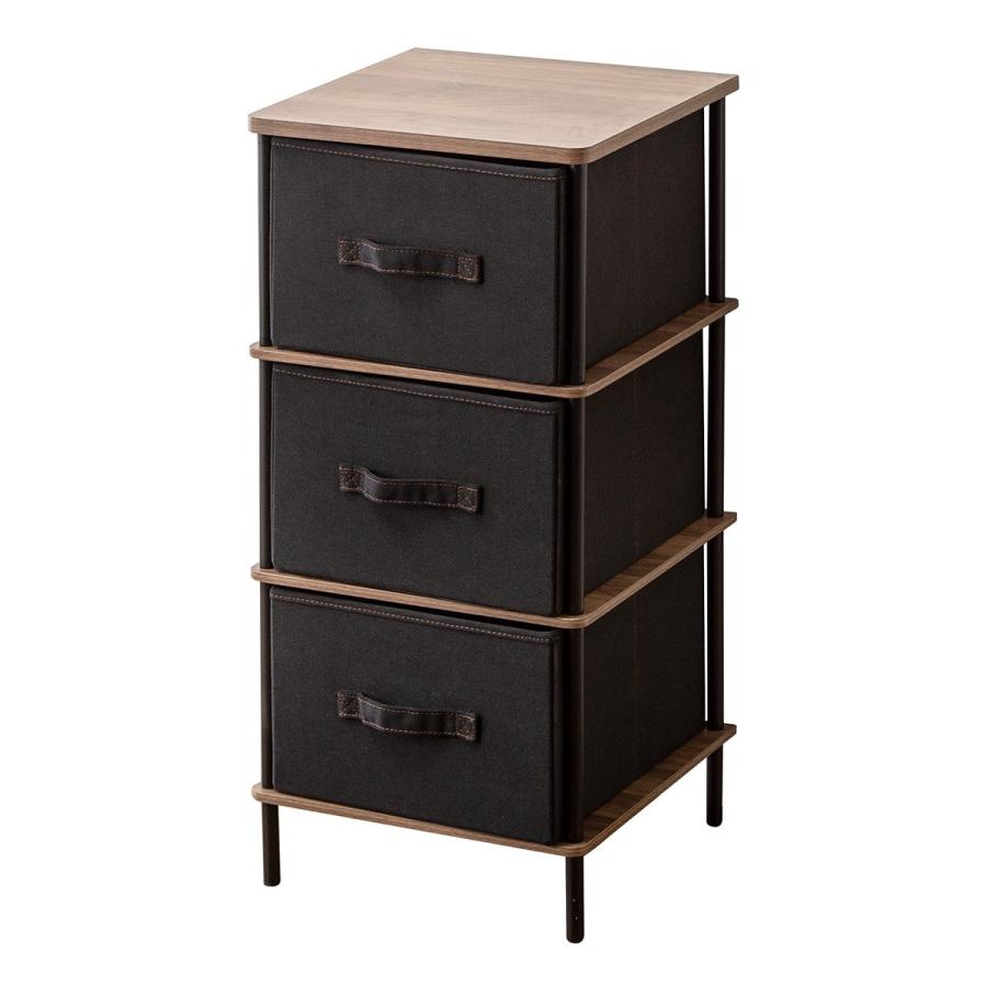 ニトリ（NITORI） 3段スリムチェスト(PST2 ミドルブラウン/ブラック