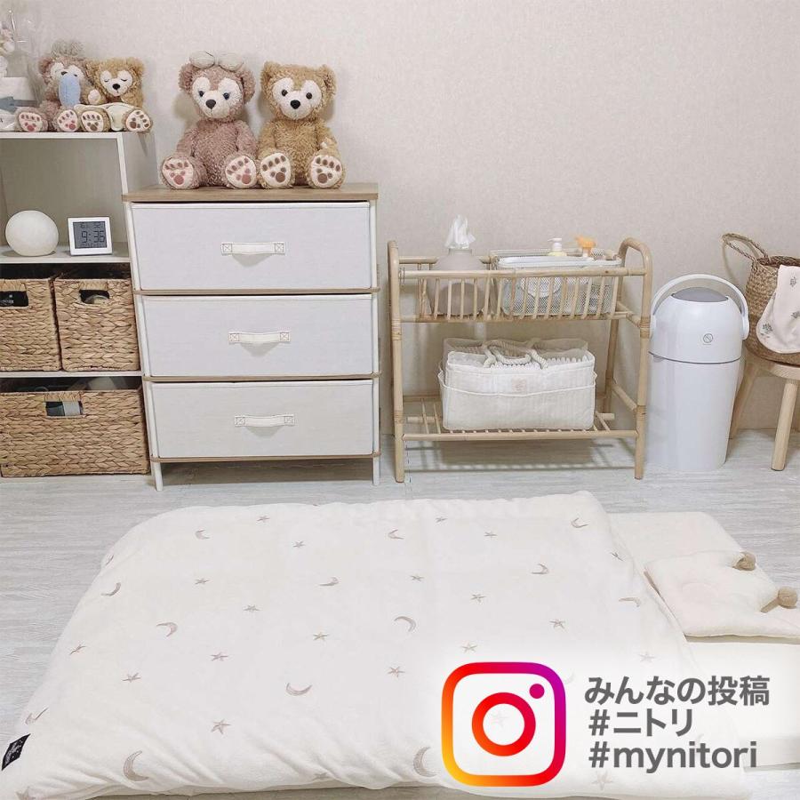 ニトリ 3段チェスト PST2 (ライトブラウン/ホワイト) タンス