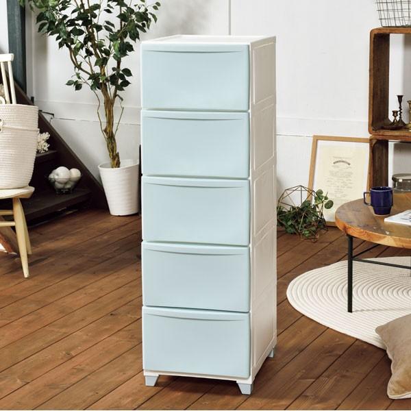 ニトリ（NITORI） 壁付きチェスト ピーディーシーヴォ 5段(ターコイズ
