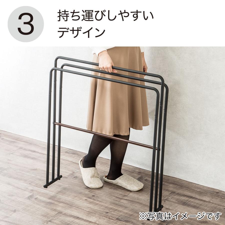 ニトリ 横から掛けやすい 3連バスタオルスタンド トレス(BK
