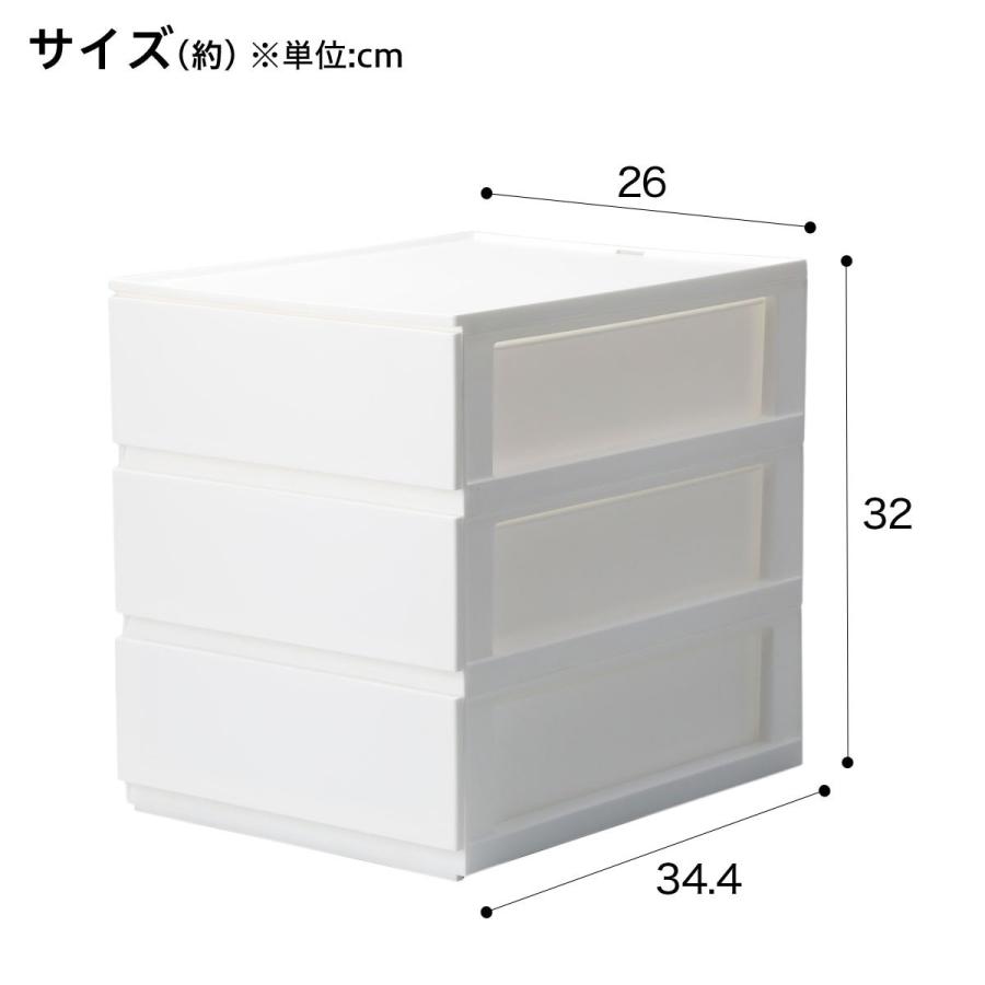 引出 Nインボックス A4 奥深 3段(ホワイト) 収納ボックス 幅26×奥行34.4×高さ32cm 引出し ニトリ｜nitori-net｜02