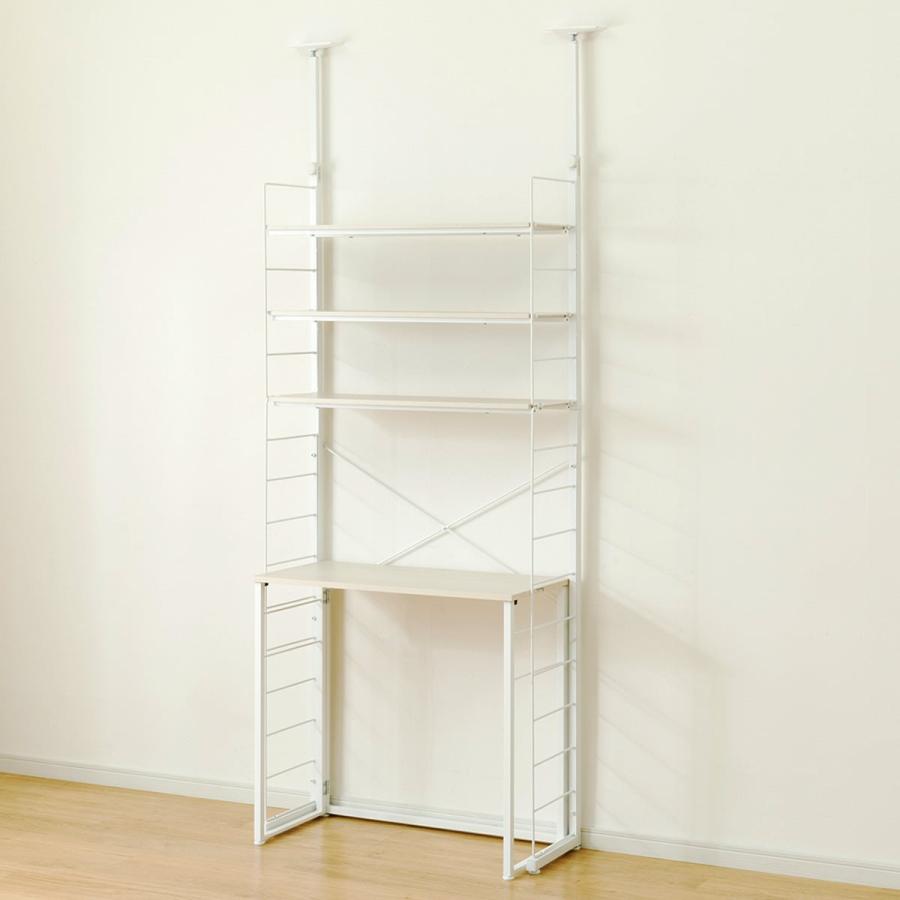 ニトリ 幅80cmセット デスク付き 突っ張り壁面収納Nポルダ