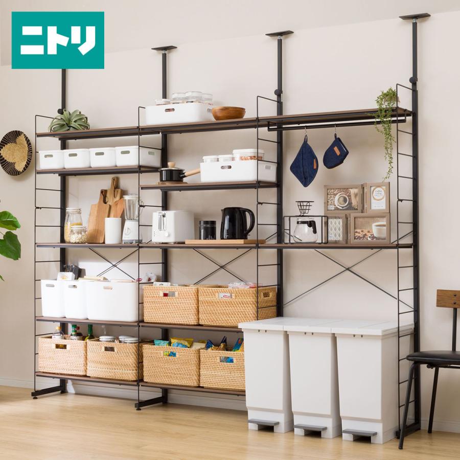 注目の 突っ張りワイヤーシェルフnポルダ パントリーセット ミドルブラウン ニトリ 玄関先迄納品 1年保証 保証書付 Atempletonphoto Com