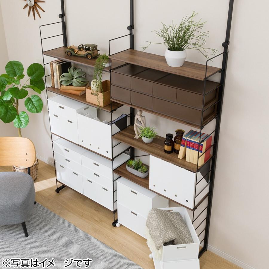 突っ張りワイヤーシェルフNポルダ リビング収納2連セット (ミドル