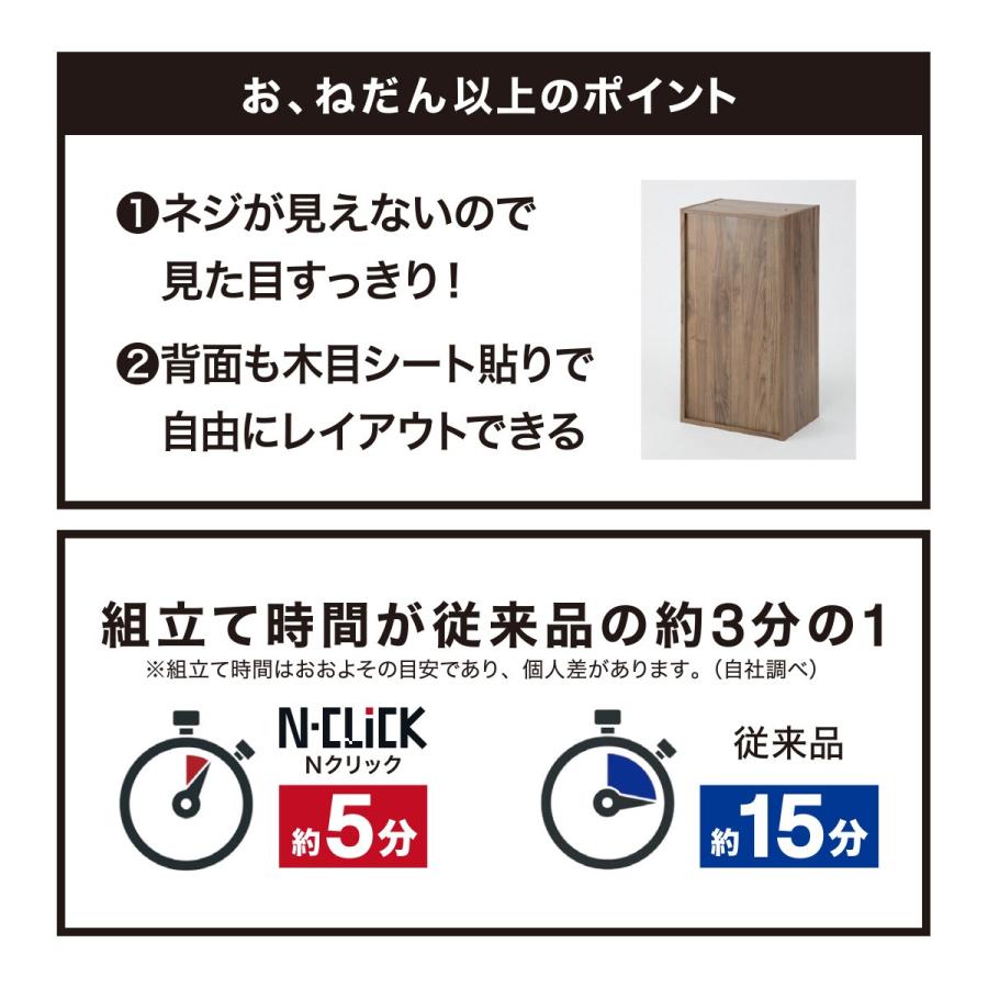 Nクリック [幅120cm] 簡単組立て ボックス デスク(ミドルブラウン