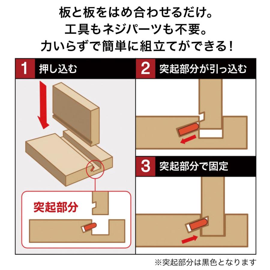 簡単組立て カラーボックス Nクリック ディープ レギュラー3段(ホワイトウォッシュ) ラック 棚 シェルフ ニトリ｜nitori-net｜05