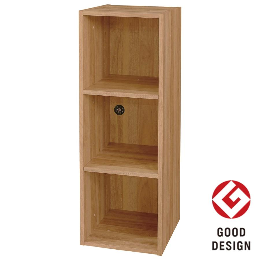 Nクリック 簡単組立て カラーボックス ディープ レギュラー3段(ライト