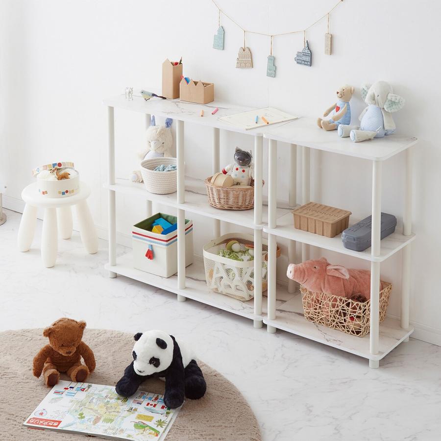 ニトリ（NITORI） システムラック3段(大理石柄 ホワイト) : ニトリ