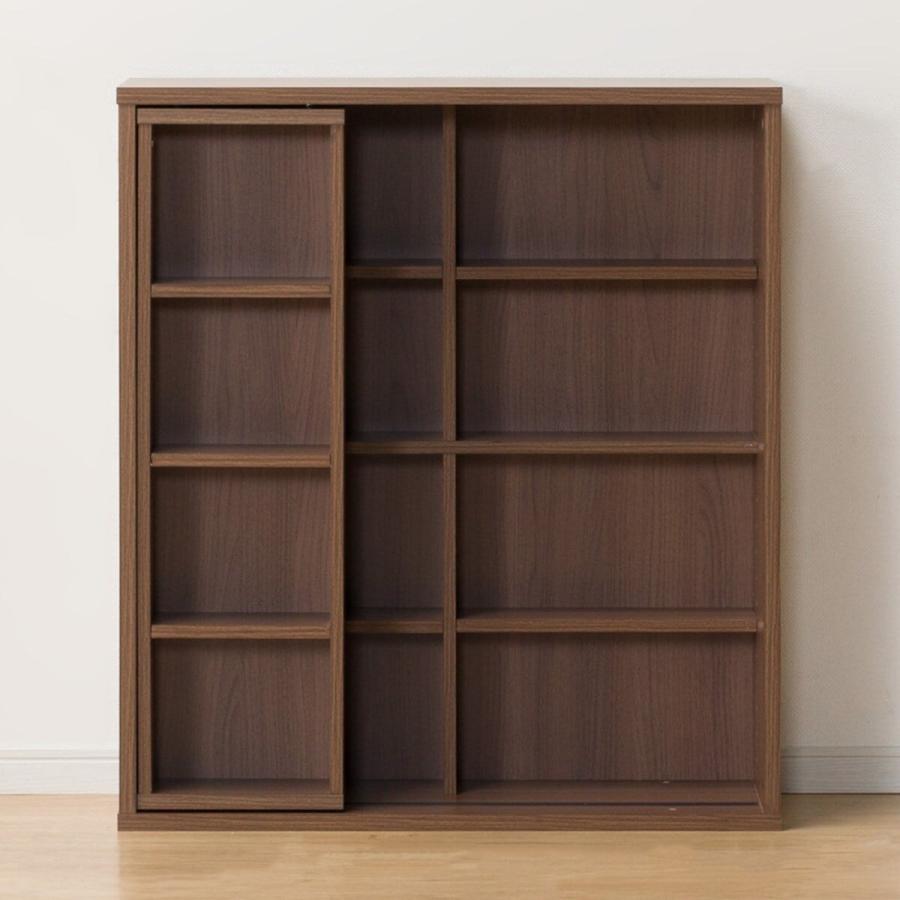 ニトリ スライド本棚(テイルI 80MBR） 書棚 ラック シェルフ