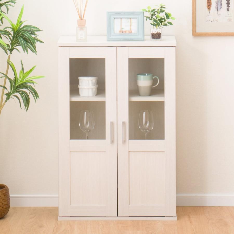 ニトリ　ガラスキャビネット　食器棚 ニトリ（NITORI） 幅60cm キャビネット(マーレ9060 WW) 食器棚 レンジ