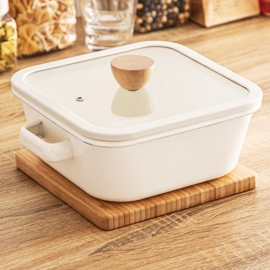 ニトリ（NITORI） 保存もできるIHホーロー角型鍋(20cm) : ニトリ Yahoo