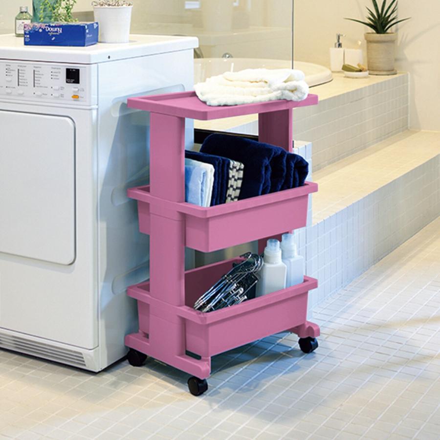 ニトリ（NITORI） 軽くて組立簡単 テーブルワゴン(3段 ローズ JW25