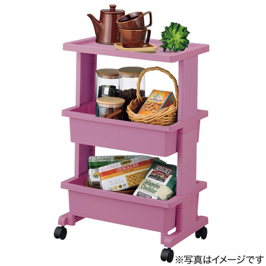 ニトリ 軽くて組立簡単 テーブルワゴン(3段 ローズ JW25) : ニトリ
