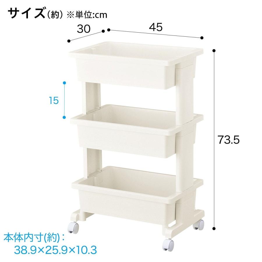 軽くて組立簡単 モバイルワゴン(3段 ホワイト JW26) キッチンワゴン キッチンラック ニトリ｜nitori-net｜03