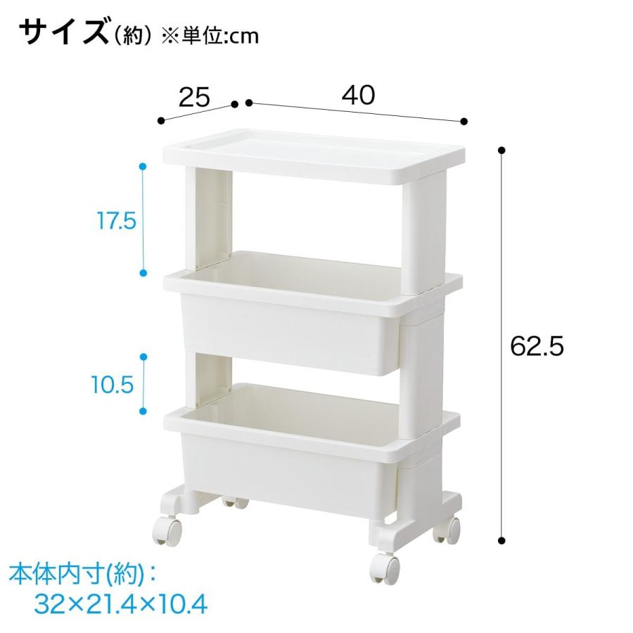 ニトリ（NITORI） 軽くて組立簡単 テーブルワゴンコンパクト(3段